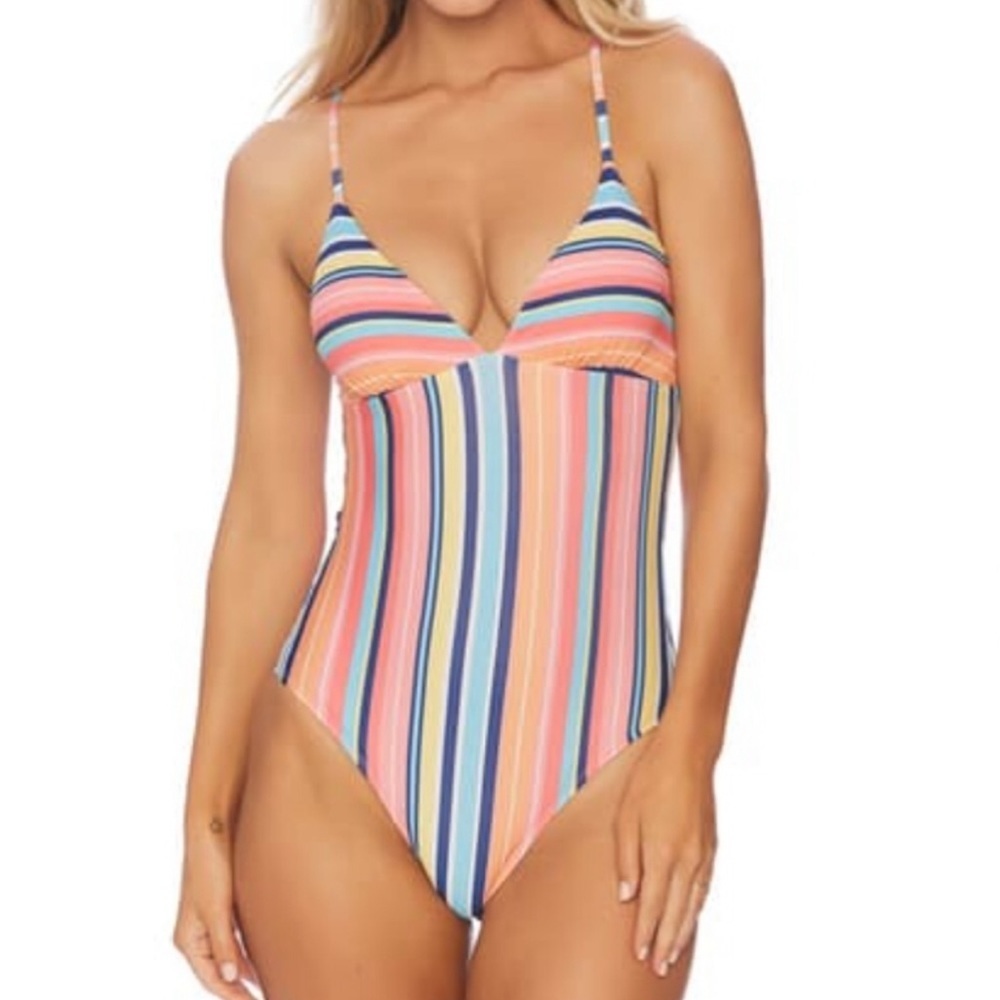 Splendid rainbow stripe ONE PIECE bathing suit Medium